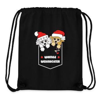 weihnachtliches Pudelmotiv - Taschenhocker Pudel - Stanley/Stella recycelter Gym Bag - Schwarz - Vorne