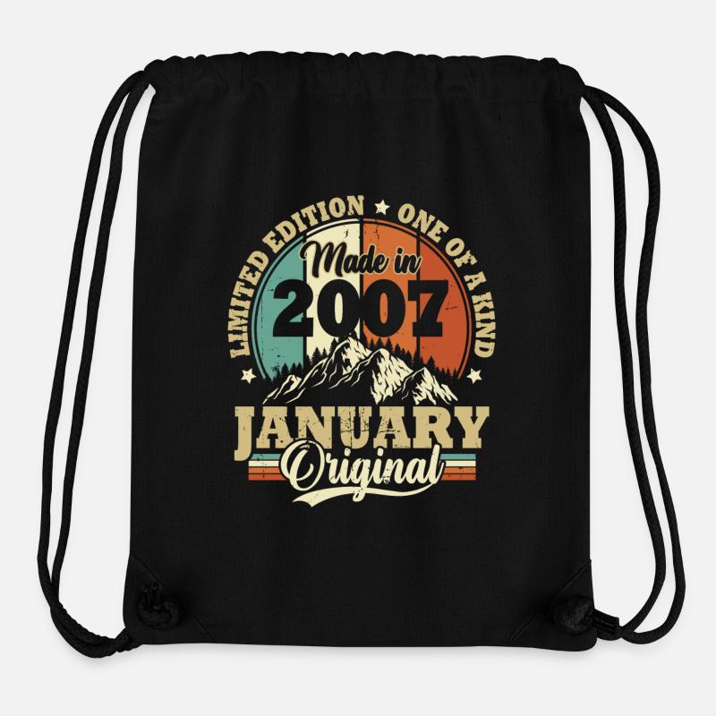 Geburtstagsgeschenk Januar 2007 Vintage Retro - Stanley/Stella recycelter Gym Bag - Schwarz
