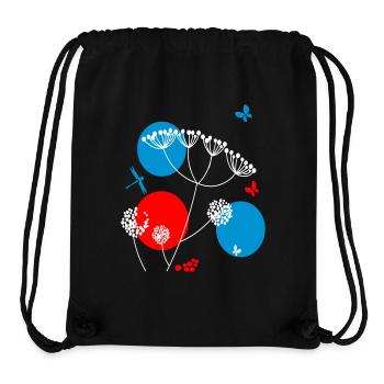 Fantaisie de fleurs sauvages et de cercles - Sac à cordon recyclé Stanley/Stella - noir - Devant