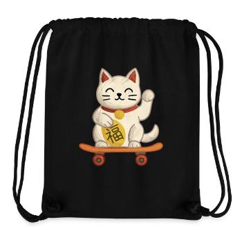 Maneki-neko Katzen-Skateboard - Stanley/Stella recycelter Gym Bag - Schwarz - Vorne