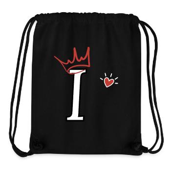 Lettre i couronne cœur  - Sac à cordon recyclé Stanley/Stella - noir - Devant