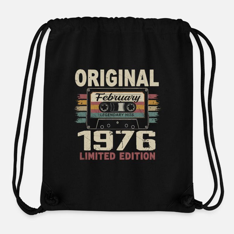 Février 1976, Cadeau d'Anniversaire février 1976 - Sac à cordon recyclé Stanley/Stella - noir