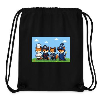 Groupe de renards pixel art dans le monde fantastique - Sac à cordon recyclé Stanley/Stella - noir - Devant