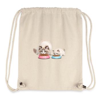 Maman chatte poupée de chiffon mange avec son chaton - Sac à cordon recyclé Stanley/Stella - blanc naturel - Devant