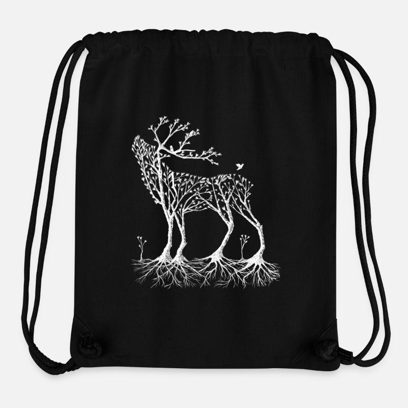 Cerf de forêt en blanc - Sac à cordon recyclé Stanley/Stella - noir