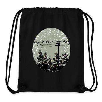 Birds on power line over illuminated trees - Stanley/Stella Recycled Gym Bag - black - Front