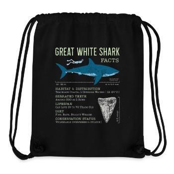Great White Shark Facts - Stanley/Stella Recycled Gym Bag - black - Front