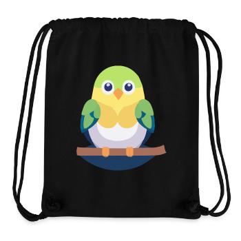 Perruche colorée sur branche - Sac à cordon recyclé Stanley/Stella - noir - Devant