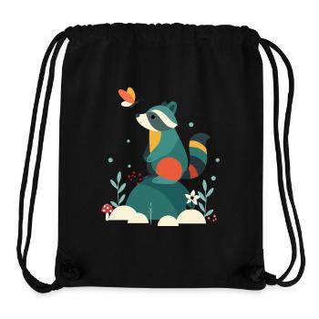 Waschbär & Schmetterling-Niedliches Waldtier-Motiv - Stanley/Stella recycelter Gym Bag - Schwarz - Vorne