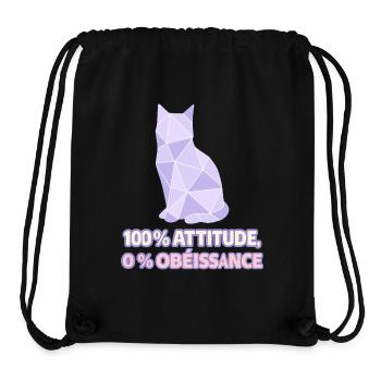 100% Attitude, 0% Obéissance – Chat géométrique - Sac à cordon recyclé Stanley/Stella - noir - Devant