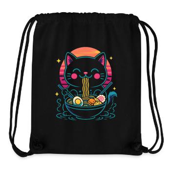 Kawaii Ramen Cat - Stanley/Stella Recycled Gym Bag - black - Front