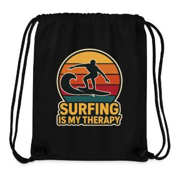 Surfen ist meine Therapie Shirt - Stanley/Stella recycelter Gym Bag - Schwarz - Vorne