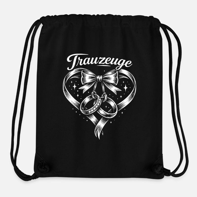 Signe de mariage avec nœuds en forme de cœur - Sac à cordon recyclé Stanley/Stella - noir