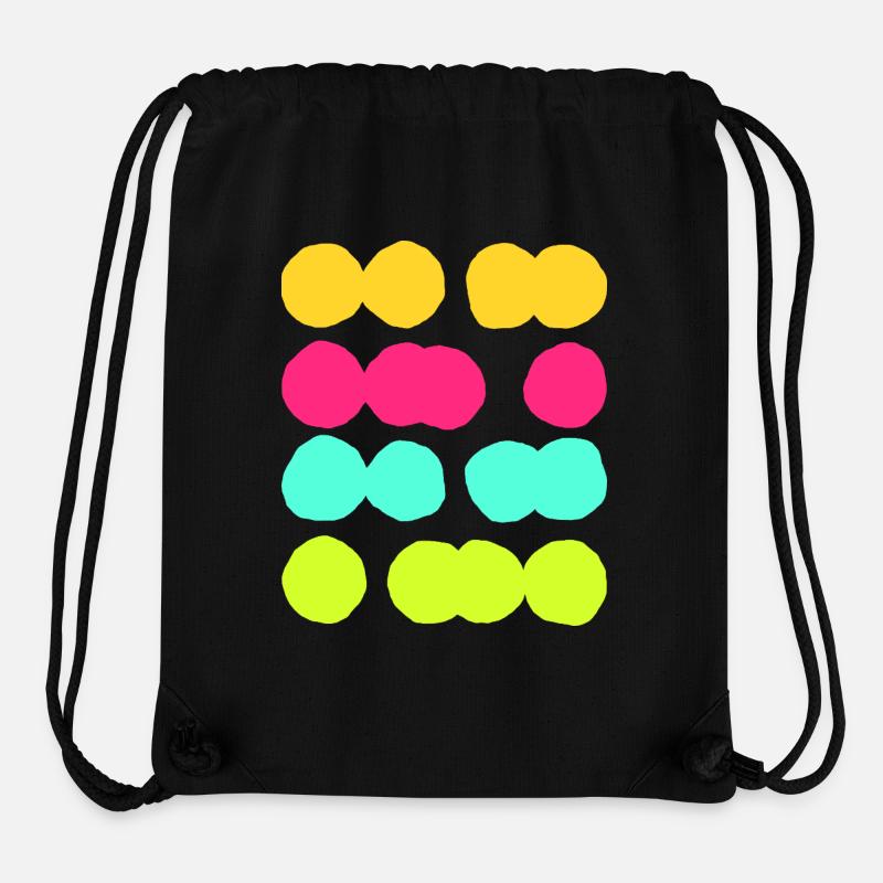 Motif de cercle abstrait coloré - Amusant et vibrant - Sac à cordon recyclé Stanley/Stella - noir