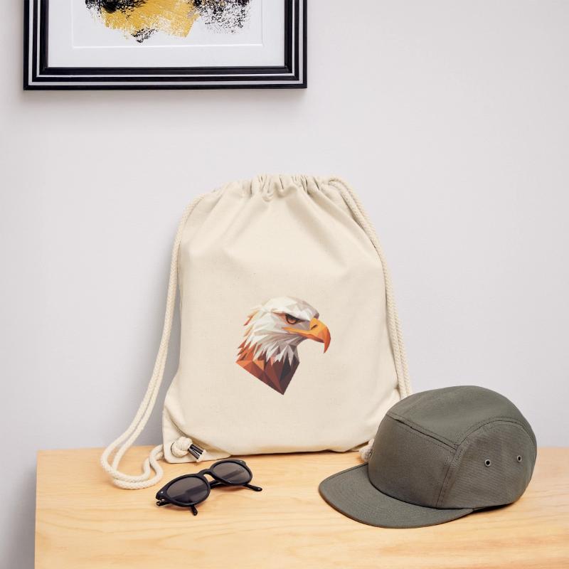 Conception de logo Eagle Head Low Poly Art Sac à cordon recyclé Stanley/Stella