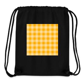 Retro 70's Buffalo Plaid Pattern in Yellow Groovy - Stanley/Stella Recycled Gym Bag - black - Front