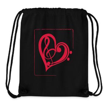 Treble clef & bass clef heart - Sac à cordon recyclé Stanley/Stella - noir - Devant
