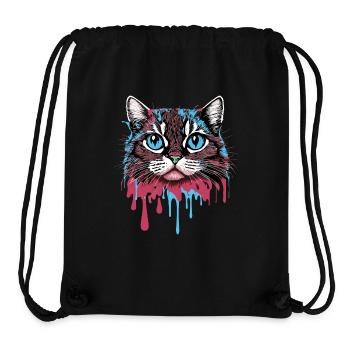 Verrücktes buntes Splash Art Katzendesign - Stanley/Stella recycelter Gym Bag - Schwarz - Vorne
