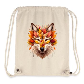 toller Wolf, gestaltet aus verschiedenen Blättern - Stanley/Stella recycelter Gym Bag - Naturweiß - Vorne