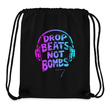 Drop Beats Not Bombs pink cyan - Stanley/Stella recycelter Gym Bag - Schwarz - Vorne