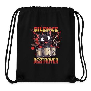 Schlagzeug Drums Silence Destroyer Katze Lustig - Stanley/Stella recycelter Gym Bag - Schwarz - Vorne