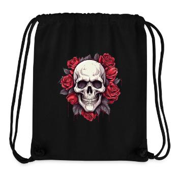 Totenkopf und Rosen Gothic Blumenkunst - Stanley/Stella recycelter Gym Bag - Schwarz - Vorne