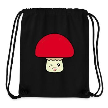 Kawaii mushroom cute red with face - Stanley/Stella Recycled Gym Bag - black - Front