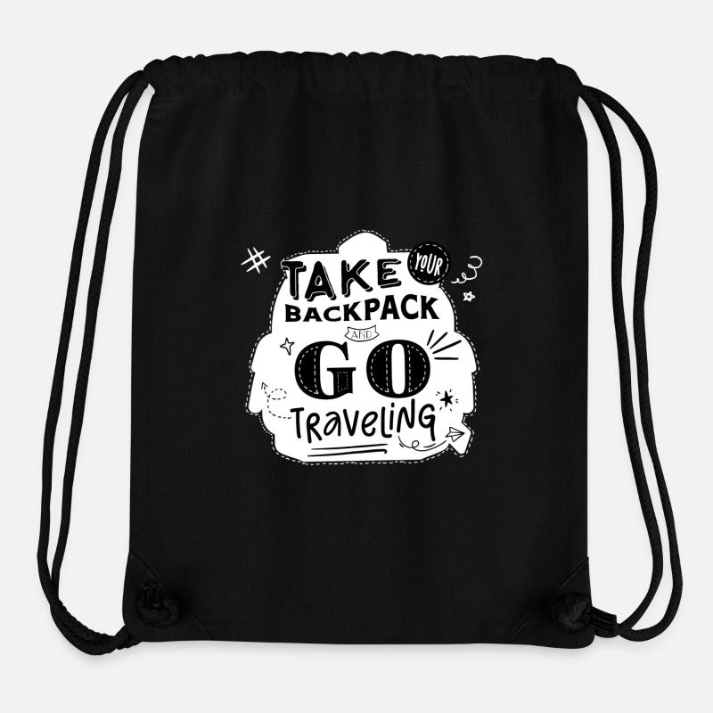 "Take your backpack and go traveling" white - Stanley/Stella Recycled Gym Bag - black