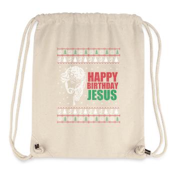 Happy Birthday Jesus Ugly Christmas Sweater - Stanley/Stella Recycled Gym Bag - natural - Front