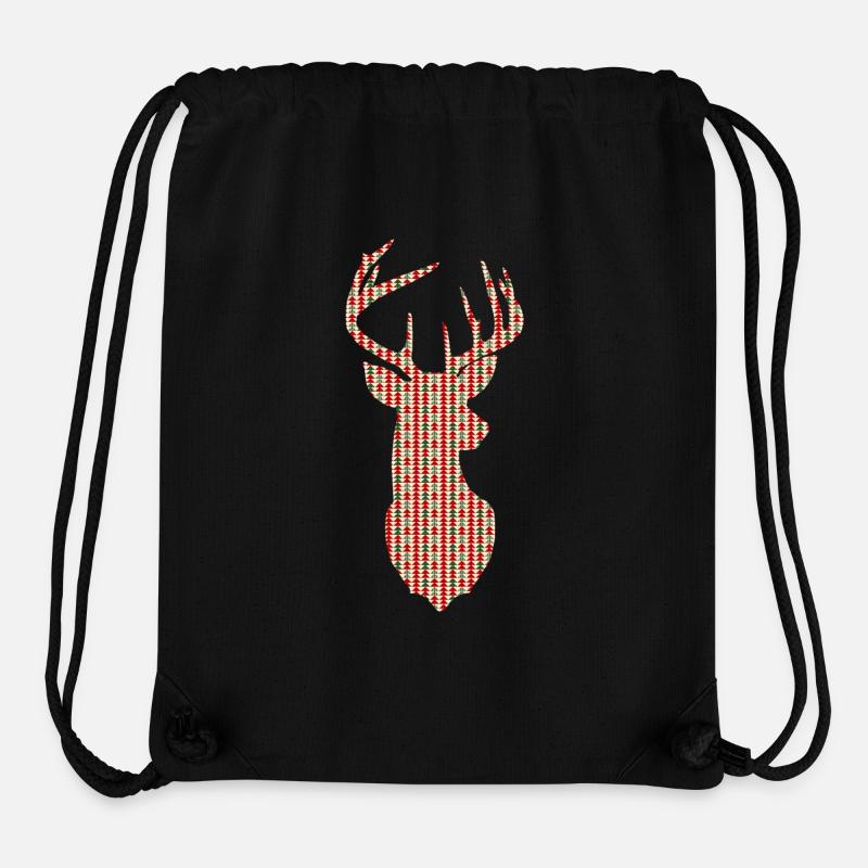 cerfs communs de Noël - Géométrie Design arbre de Noël - Sac à cordon recyclé Stanley/Stella - noir
