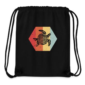 Tortue Vintage - cadeau de couleur rétro - Sac à cordon recyclé Stanley/Stella - noir - Devant