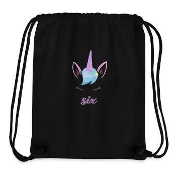 Unicorn Sixième anniversaire - 6 ans d'anniversaire - Sac à cordon recyclé Stanley/Stella - noir - Devant