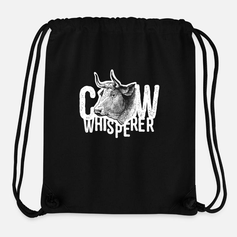 Vache Whisperer Vintage Farmer Tee-shirt cadeau - Sac à cordon recyclé Stanley/Stella - noir