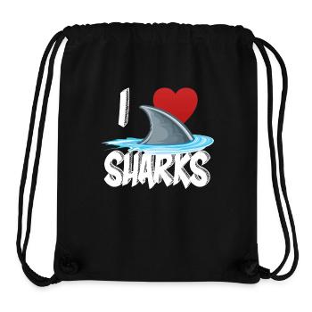 J'aime les requins semaine mignonne de nouveauté de l'idée de cadeau de requin pour Shark Lovers Graphic Shark Fin - Sac à cordon recyclé Stanley/Stella - noir - Devant