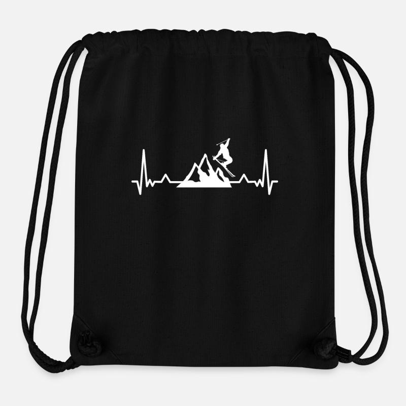 Ski Skifahrer Berge EKG Herzschlag Herzfrequenz - Stanley/Stella recycelter Gym Bag - Schwarz
