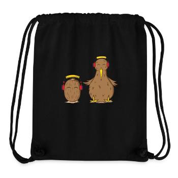 Kiwi bird and kiwi fruit listen to music together - Stanley/Stella Recycled Gym Bag - black - Front