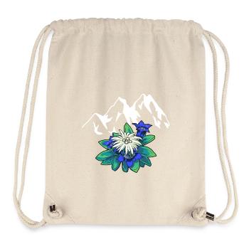 Gebirge Berge Tirol Edelweiß Enzian Natur Wandern - Stanley/Stella recycelter Gym Bag - Naturweiß - Vorne