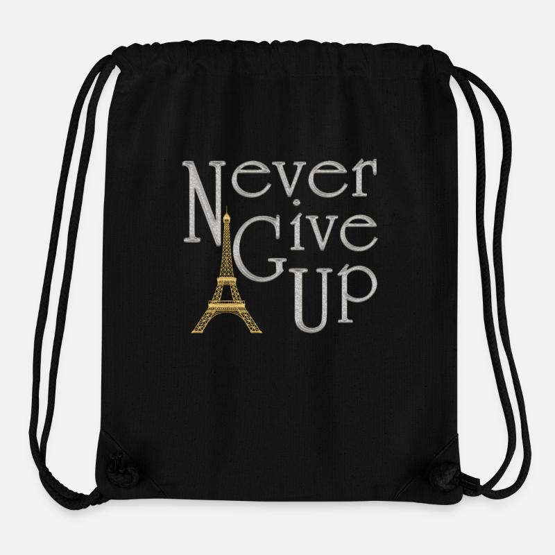 NEVER GIVE UP Silver Tower Eiffel Gold - Stanley/Stella Recycled Gym Bag - black