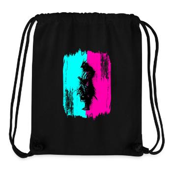Black Samurai In A Turquoise And Pink Frame - Stanley/Stella Recycled Gym Bag - black - Front