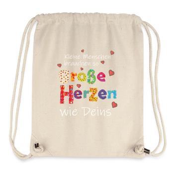 Kleine Menschen brauchen große Herzen - Danke - Stanley/Stella recycelter Gym Bag - Naturweiß - Vorne