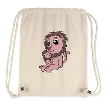 Lion famille - Lion avec bébé - Lion - Sac à cordon recyclé Stanley/Stella - blanc naturel - Devant