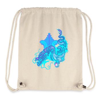 Dragon chinois bleu vif - Sac à cordon recyclé Stanley/Stella - blanc naturel - Devant