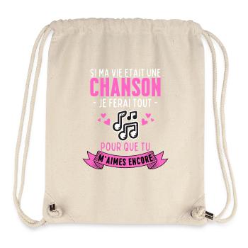 Si ma Vie était une Chanson Tu M'aimes Encore - Sac à cordon recyclé Stanley/Stella - blanc naturel - Devant