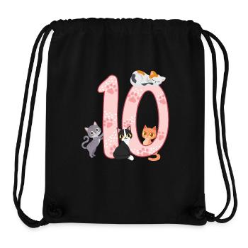 10th Birthday Girl Cat - Stanley/Stella Recycled Gym Bag - black - Front