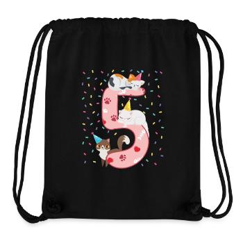 5th Birthday Girl Cats Outfit 5 Year Old - Stanley/Stella Recycled Gym Bag - black - Front