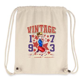 1973 Année de naissance Anniversaire Vintage Rockabilly - Sac à cordon recyclé Stanley/Stella - blanc naturel - Devant