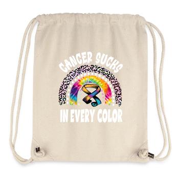 Le cancer aspire toutes les couleurs Rainbow Checkered - Sac à cordon recyclé Stanley/Stella - blanc naturel - Devant