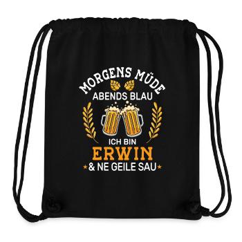 Morgens Müde Abends Blau Erwin Vornamen Outfit - Stanley/Stella recycelter Gym Bag - Schwarz - Vorne