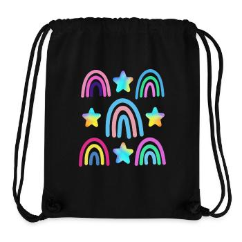 arc-en-ciel coloré et étoiles - Sac à cordon recyclé Stanley/Stella - noir - Devant