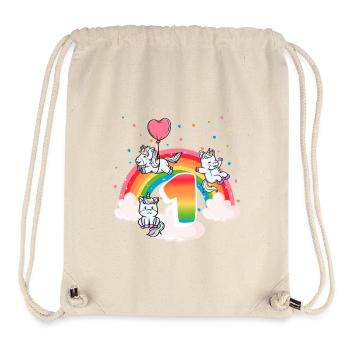 1st Birthday Rainbow Unicorn Theme Birthday - Stanley/Stella Recycled Gym Bag - natural - Front